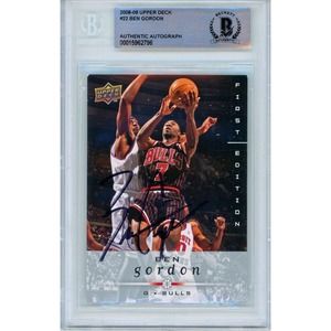 Ben Gordon Autographed Chicago Bulls Basketball Card 2008-09 Upper Deck Beckett